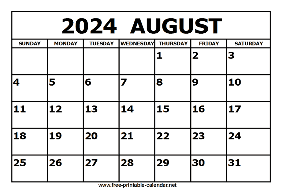 Free Printable Monthly calendar