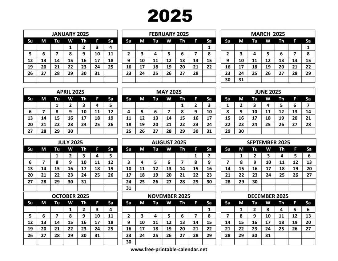 2025 Calendar