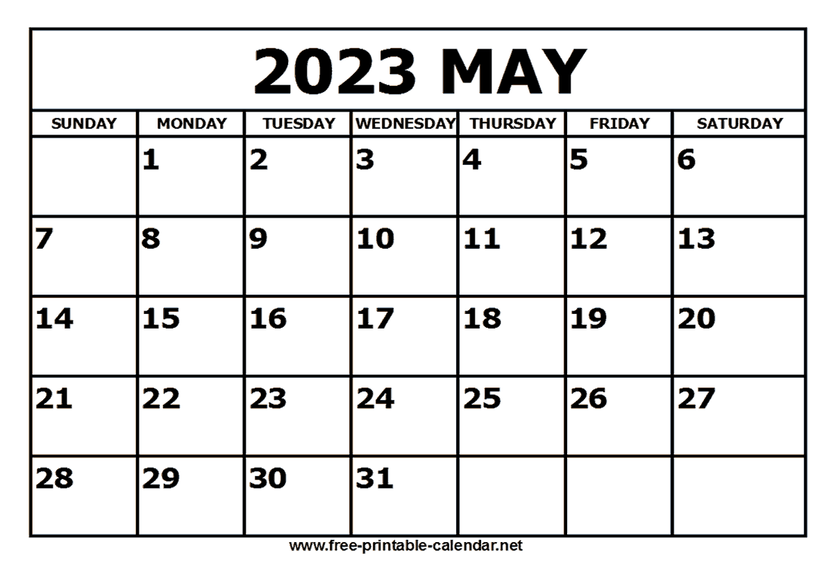 Free Printable May 2023 Calendar