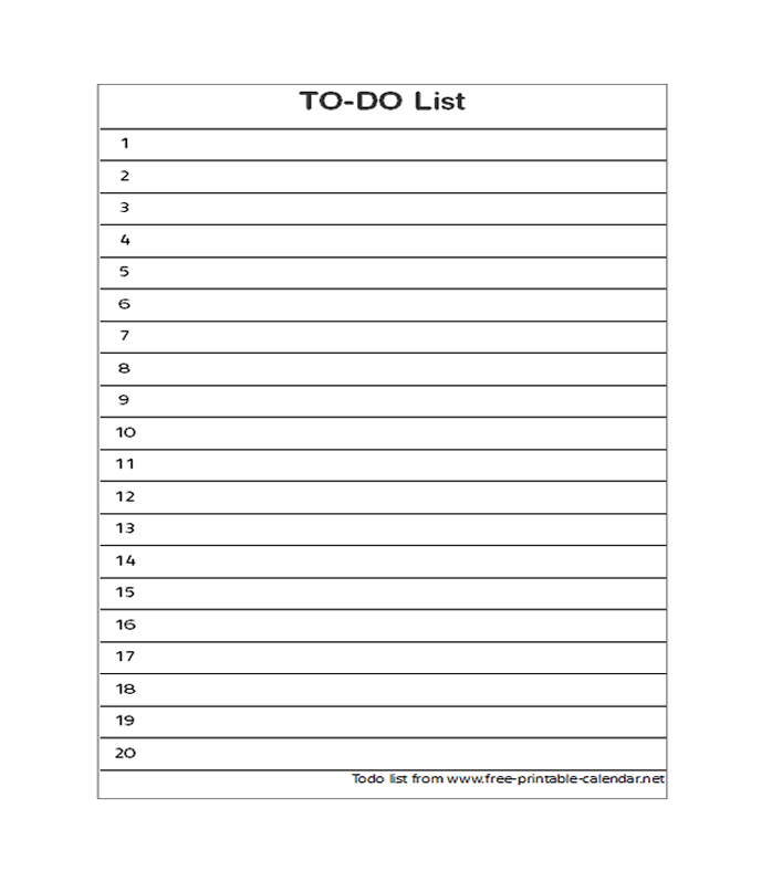 blank numbered list